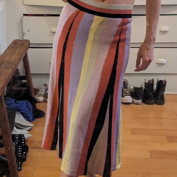 LAIA (Anthropologie) - Knit Multi-Color Striped Midi Skirt - Picture 5 of 5